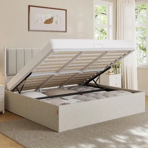VASAGLE Lift Up Storage Bed Frame King Size