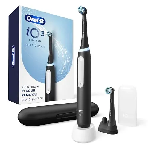 Oral-B iO Series 3 Limited Deep Clean Rechargeable Electric Toothbrush with 2 Replacement Brush Heads and Travel Case