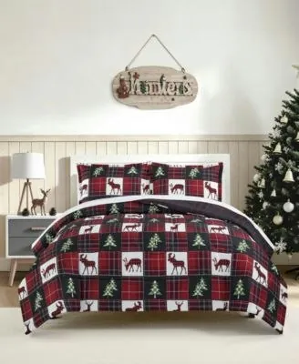 Macy's Holiday Reversible Microfiber 3-Piece Comforter Set