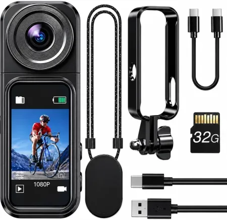 BOBLOV W2 Mini 1080p Body Camera w/ 32GB & 180° Rotating Lens