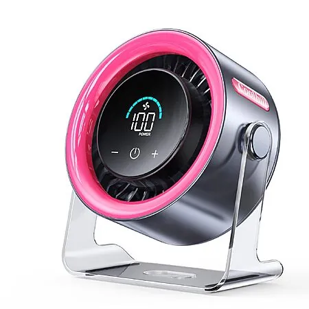 Prime: 5.8" Coolhill Rechargeable 100-Speed Small Desk Fan (Pink)