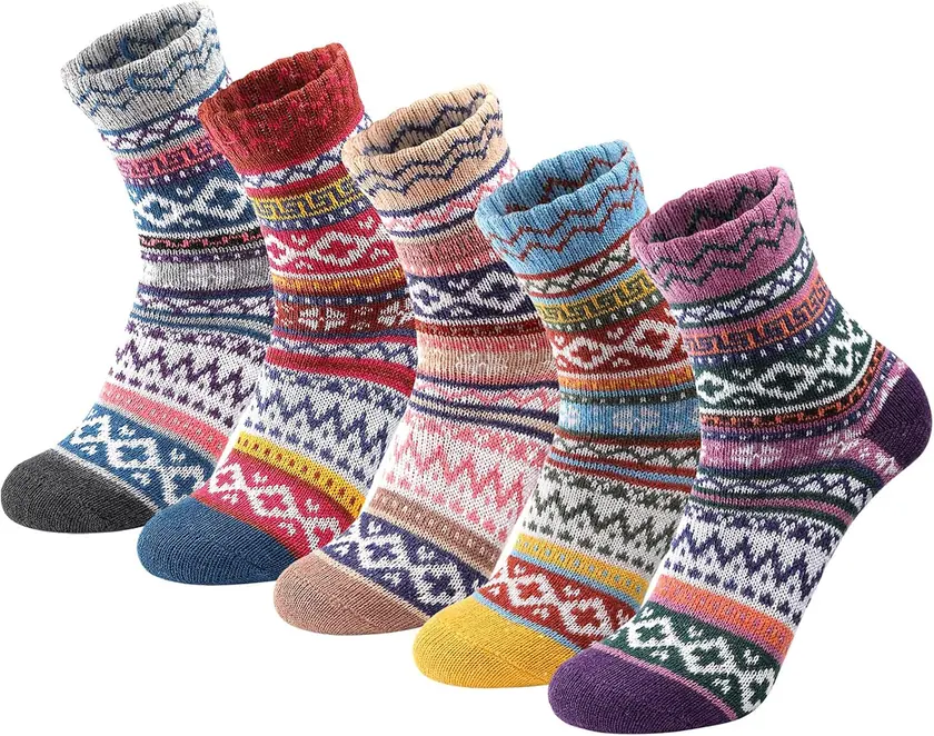 fauson Women’s Wool-Blend Socks 5-Pack