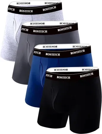 4-Pack of ROSTITCH Men's Underwear Cotton Boxer Briefs (L only)