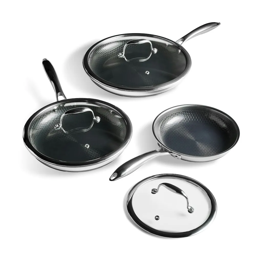 HexClad Hybrid 6-Piece Nonstick Frying Pan Set w/ Lids