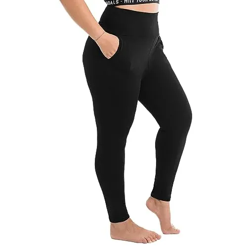 Walifrey Plus Size Leggings with Pockets Black XXL