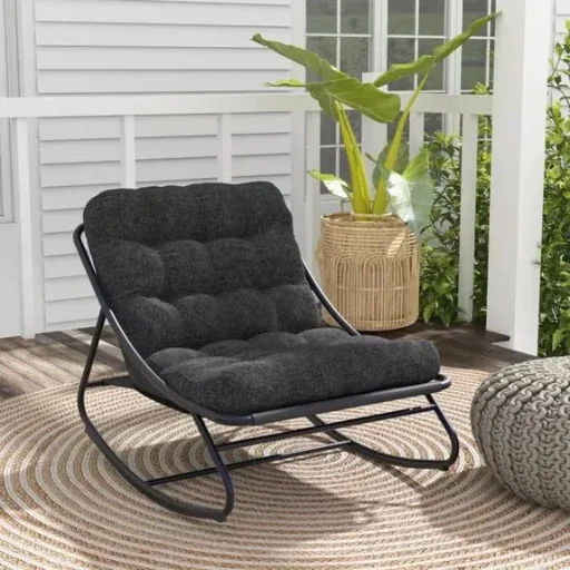 Grand Patio Outdoor Rocking Chair Modern Steel Cozy Lounge Rocker Chair with Cushion