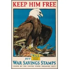 World War 1 "Keep Him Fighting, Buy War Bonds!" Patriotic Poster