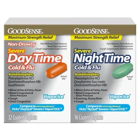GoodSense 32 Vapor Ice Day and 16 Night Severe Cold and Flu Caplets Combo Pack