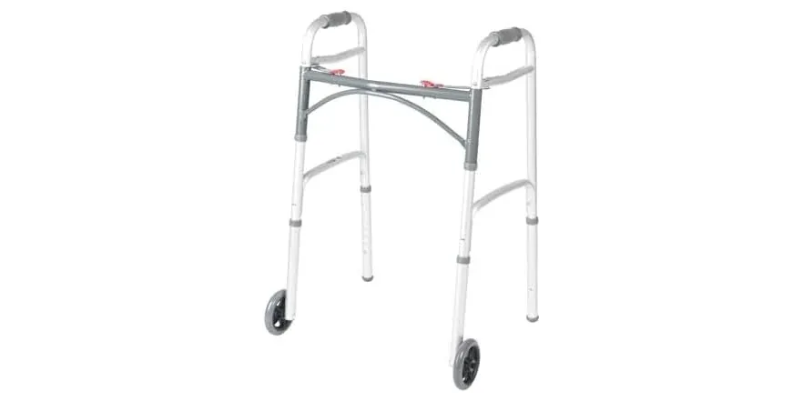 Drive Medical Two-Button Folding Walker with Wheels
