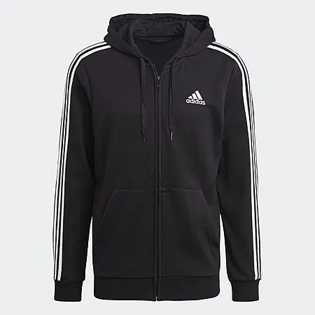 adidas Men's Essentials French Terry 3-Stripes Full-Zip Hoodie (3 Colors)