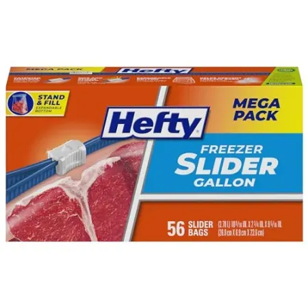 56-Ct Hefty Slider Gallon Size Freezer Storage Bags