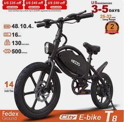 HEZZO T8pro Foldable Electric Bike 48V 10.4Ah 500W 16 Inch
