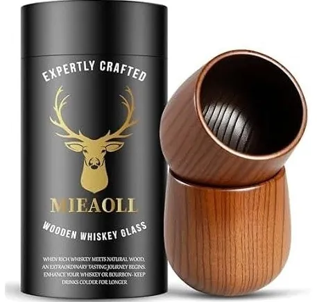 Charred Wooden Whiskey Glass 2-Pack