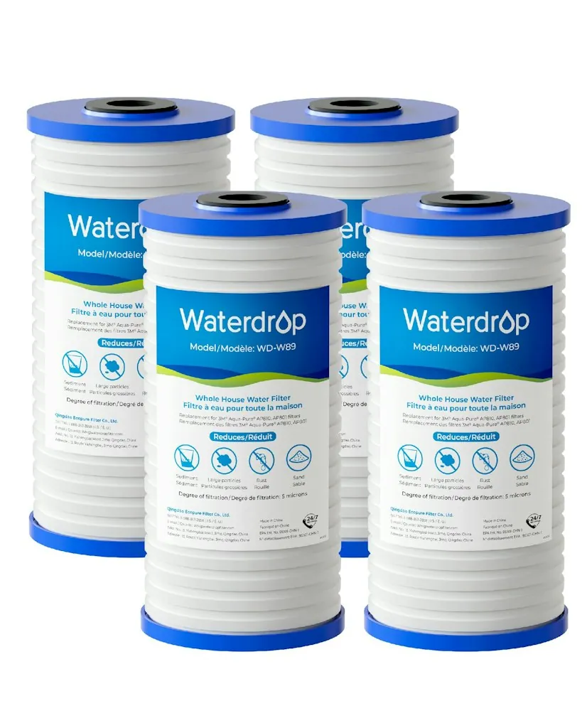 Waterdrop 5-Micron 10" x 4.5" Whole House Water Filter for 3M Aqua-Pure AP810 4-Pack