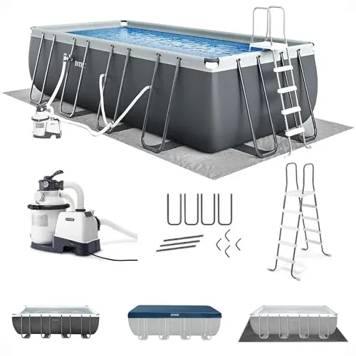 INTEX Ultra XTR Deluxe Rectangular Above Ground Swimming Pool Set 18ft x 9ft x 52in