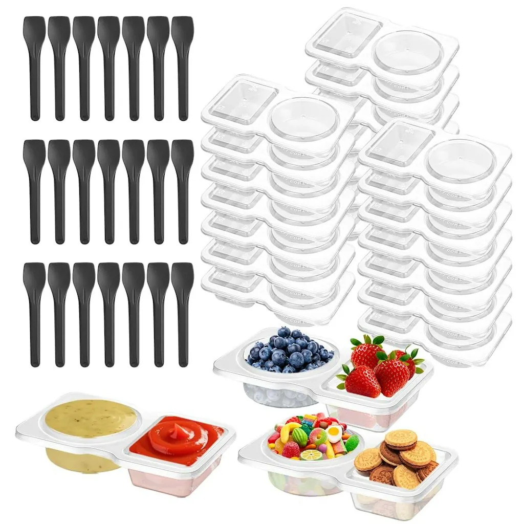 Double Compartment Condiment Container 21-Pack: 1-cent + free shipping