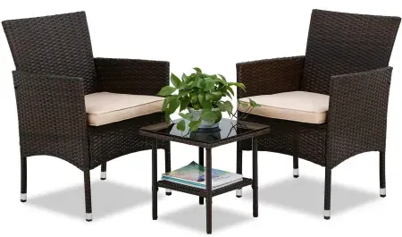 3-Piece FDW Wicker Patio Furniture Set