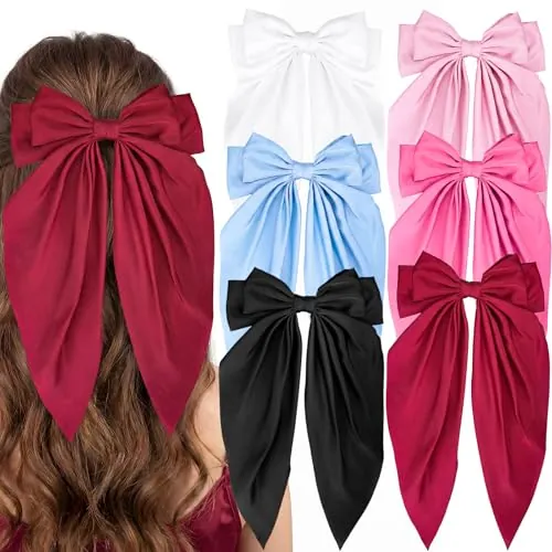 Long Big Hair Bows 6-Pack