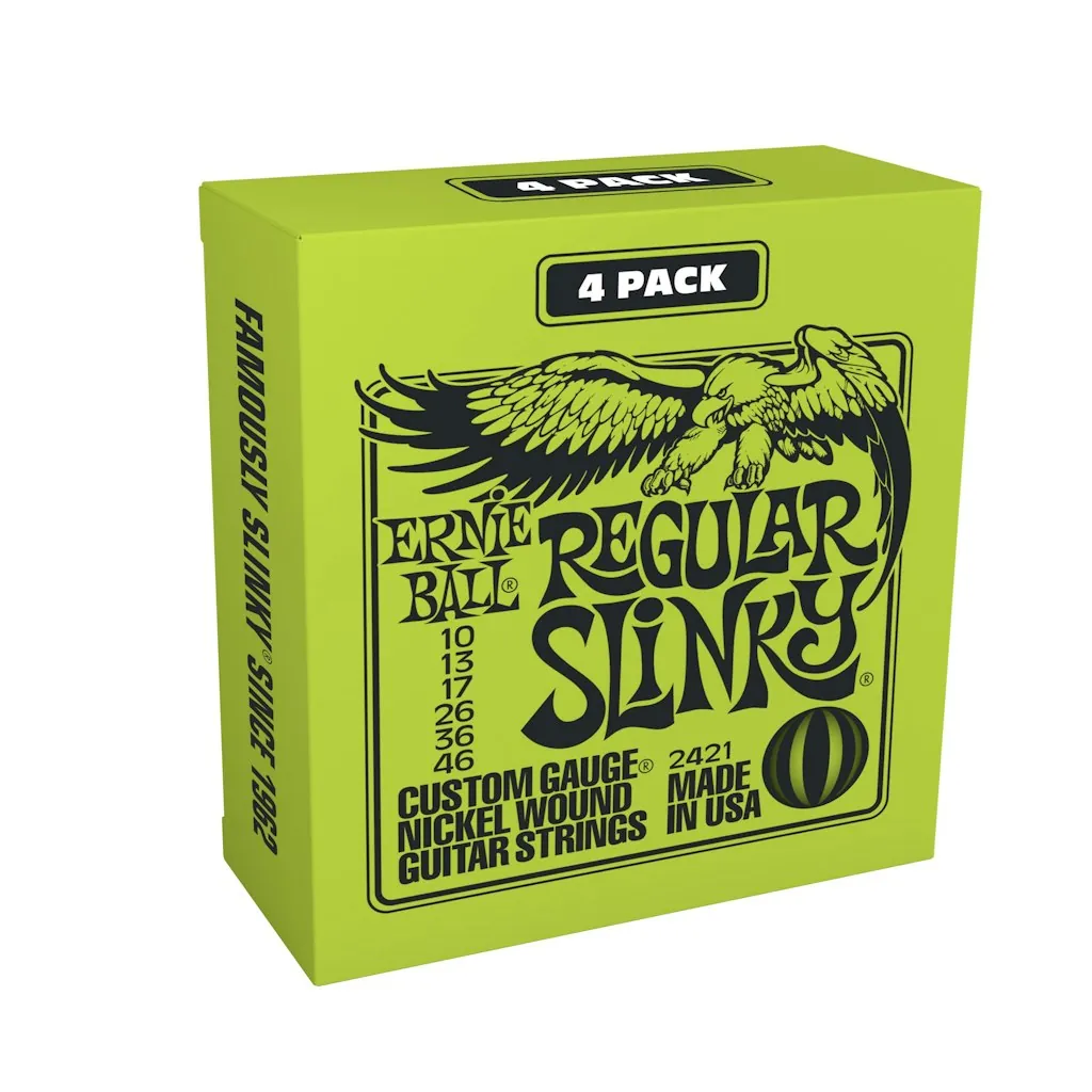Ernie Ball Regular Slinky Nickel Wound Electric Guitar Strings 4-Pack