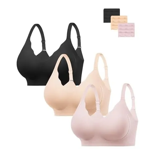 HBselect Jelly Bras for Women Seamless Comfy Push Up Wireless Tshirt Bras | 3PCS Womens Bras No Underwire, Everyday Comfort, Support Soft Gel, Convertible&Invisble, Push Up, Scalloped Lift, Sports Bra