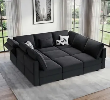 Vesgantti 92" 9 Seats Modular Sectional Sleeper Sofa with Storage