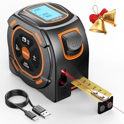 Elikliv Laser Tape Measure 2-in-1, 197Ft Laser & 16Ft Digital Tape Measure