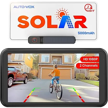 AUTO-VOX Solar Wireless Backup Camera w/ 5" 1080p Monitor & 5000mAh Battery