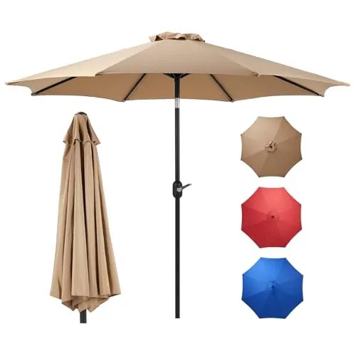 OLIXIS 9ft Patio Umbrella with Tilt and Crank Button