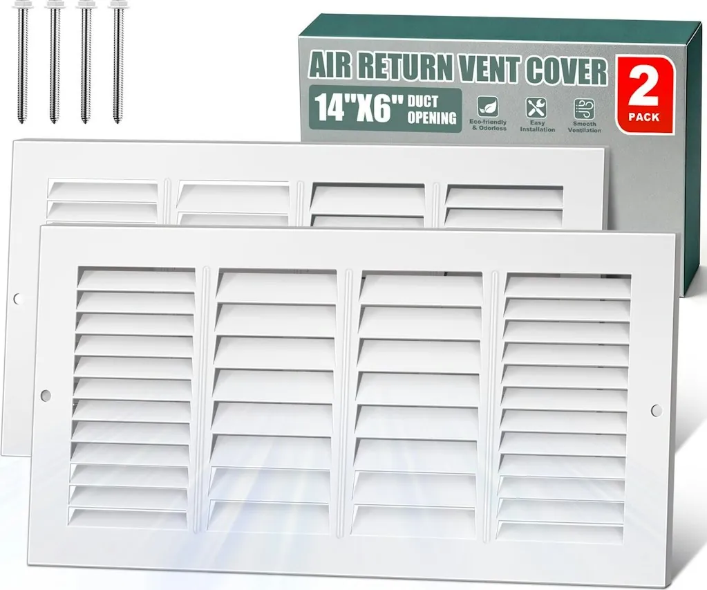 Jslin 14" x 6" Heavy-Duty Steel Air Return Vent Cover 2-Pack