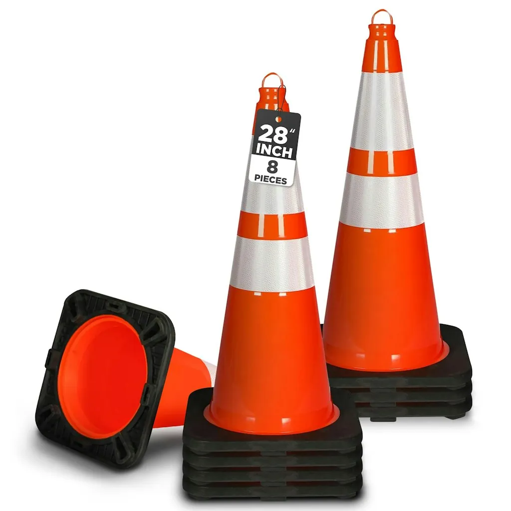 Pyle 28" PVC Traffic Cones 8-Pack