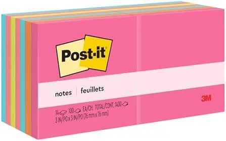 14-Pk 3x3" Poptimistic Collection Post it Notes