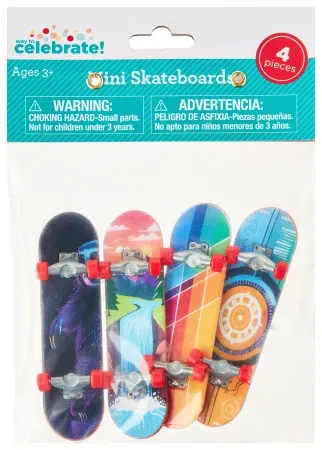 4-Piece Way To Celebrate Multicolor Mini Skateboard Party Favors