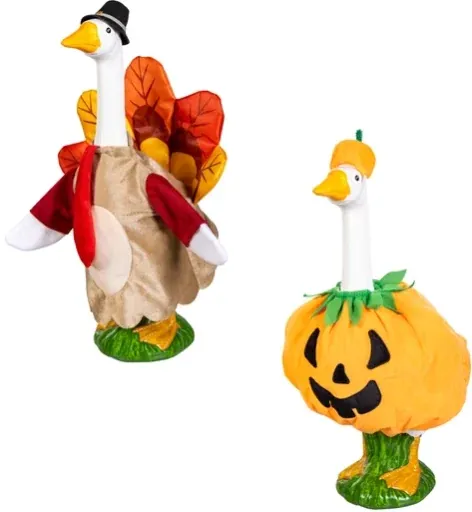 Mainstays Fall Pumpkin & Turkey Porch Goose Outfit, Set of 2