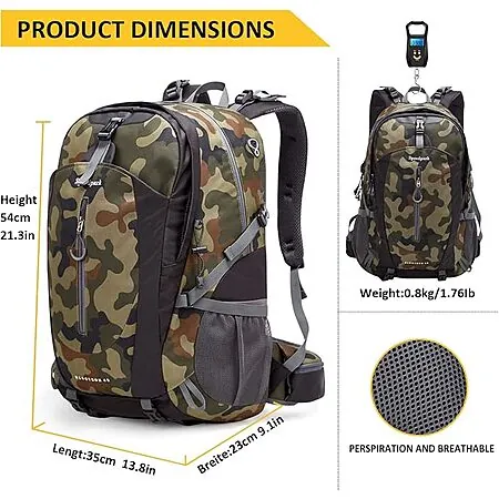 40L Speedpark Lightweight Waterproof Ripstop Nylon Hiking Backpack w/ Rain Cover
