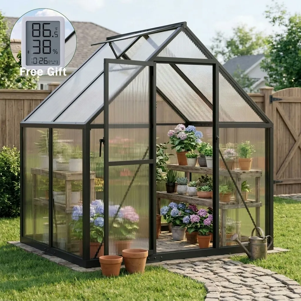 6x4-Foot Greenhouse with Thermometer and Hygrometer