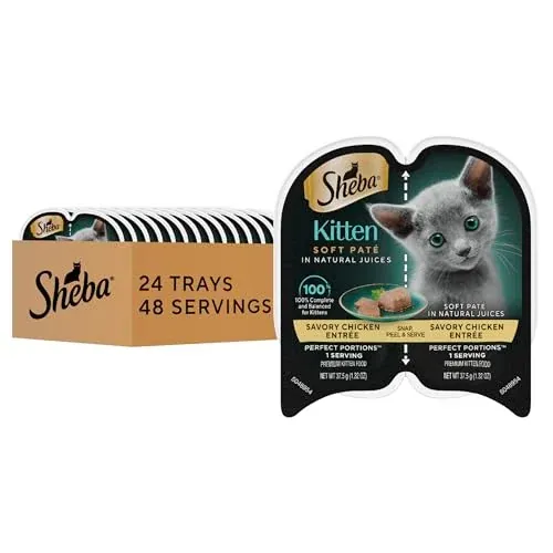 Sheba Perfect Portions Kitten Paté Wet Cat Food Trays (Chicken), 24-Pack 2.6 oz