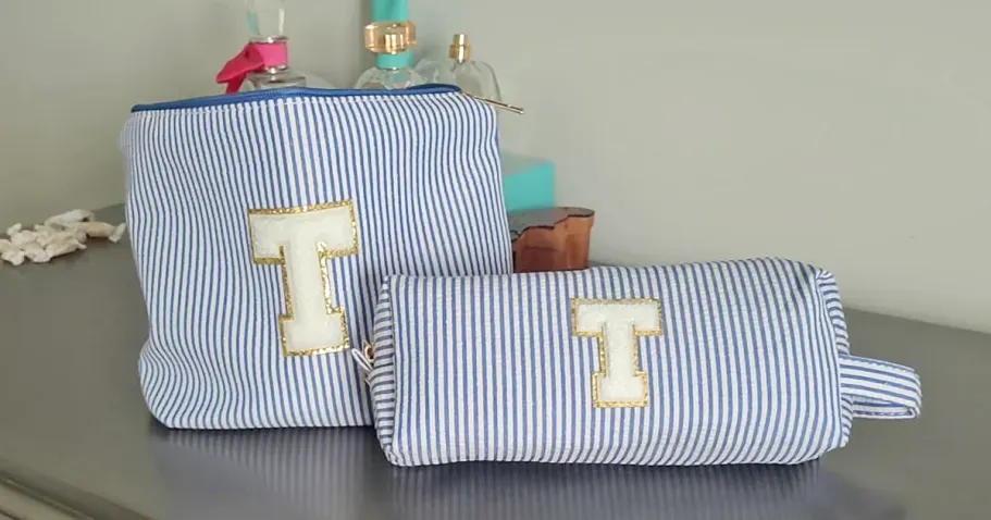 Personalized Initial Makeup Bag Set
