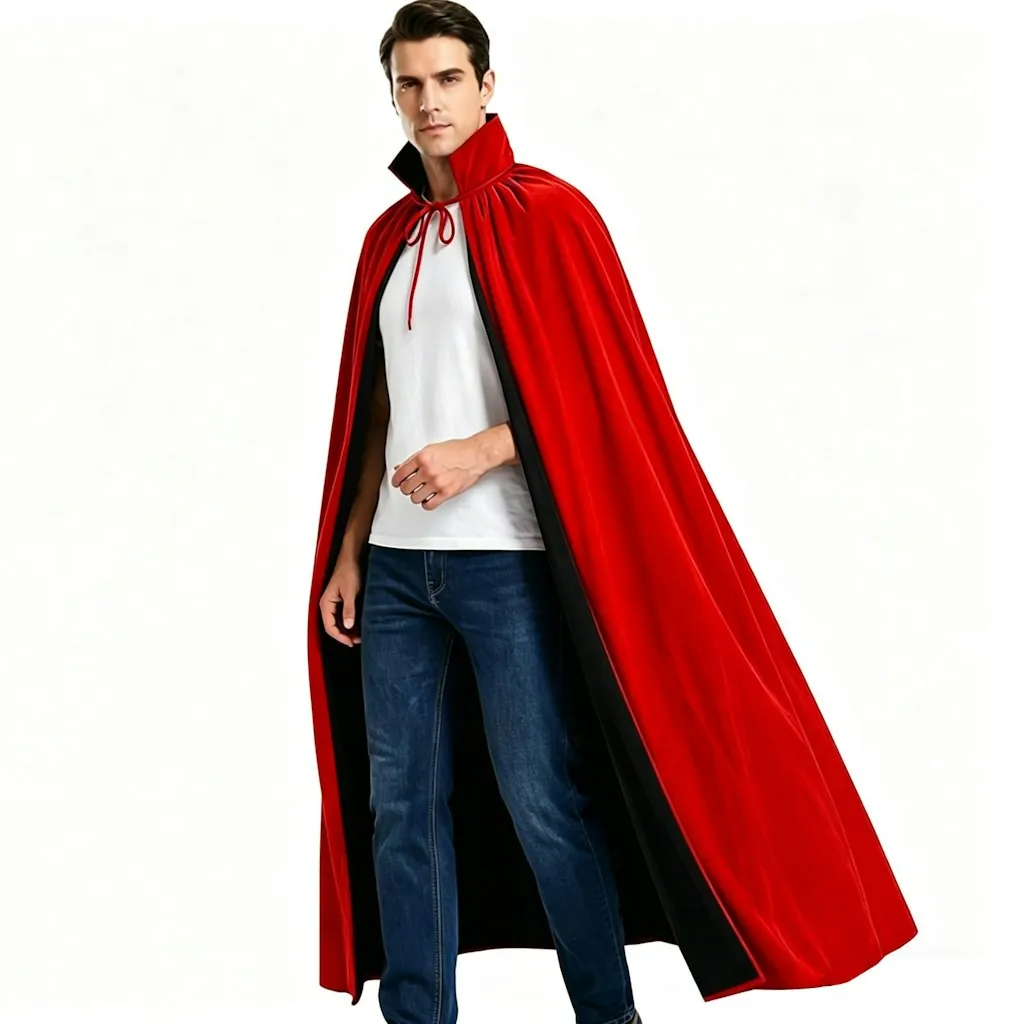 Unisex Reversible Halloween Vampire Stand Collar Cloak
