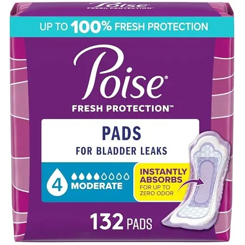 Poise Incontinence Pads for Women, 132 Count