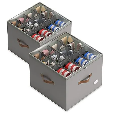 2-Pk Vincona Foldable Shoe Organizer w/ Clear Cover: X-Large $20, Large