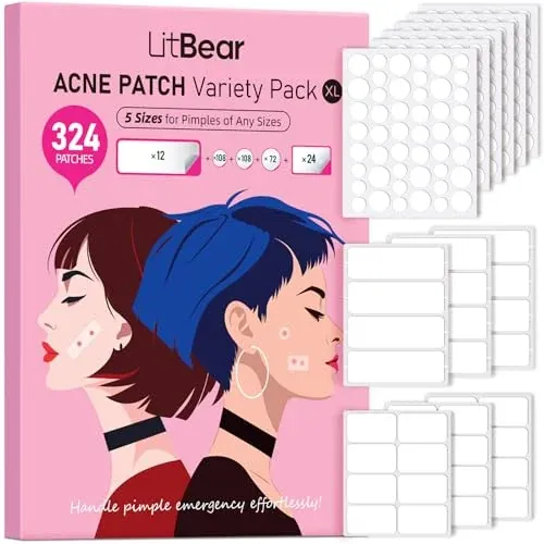 LitBear Large Pimple Patches 5 Sizes 324 Count