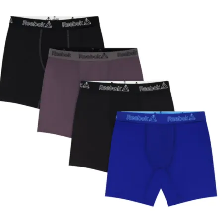 4-Pack Reebok Men’s Featherweight Performance Regular Leg Boxer Briefs (Small only)