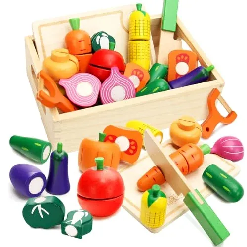 Wooden Play Food Set for Toddlers