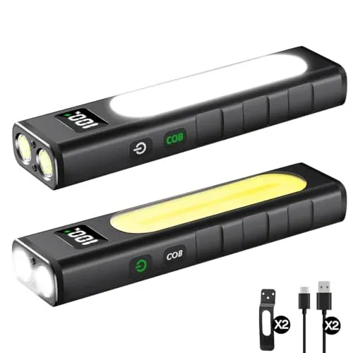 2-Pack Huccbs Rechargeable Magnetic EDC Pocket Flashlights