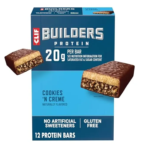 CLIF BUILDERS Protein Bars, Cookies 'N Creme, 20g Protein, 12ct