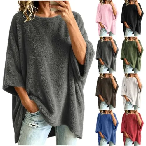 Women's Oversized 3/4 Sleeve Sweatshirt