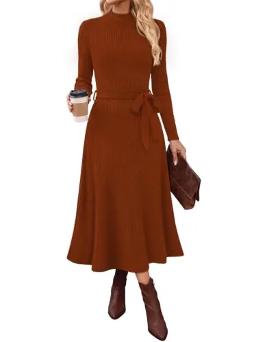 OFEEFAN Midi Dress Fall Outfits