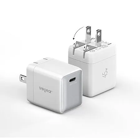 2-pk 45W wegear Nano Foldable USB-C Wall Charger (Black or White)