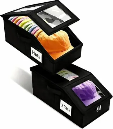 2-Pack Uawsyut Stackable Hat Organizer Box