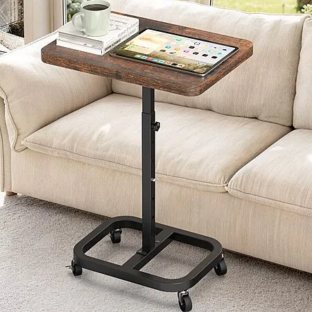 alentar 16.89" x 12.95" Adjustable Height Mobile TV Tray Table (26" to 34")
